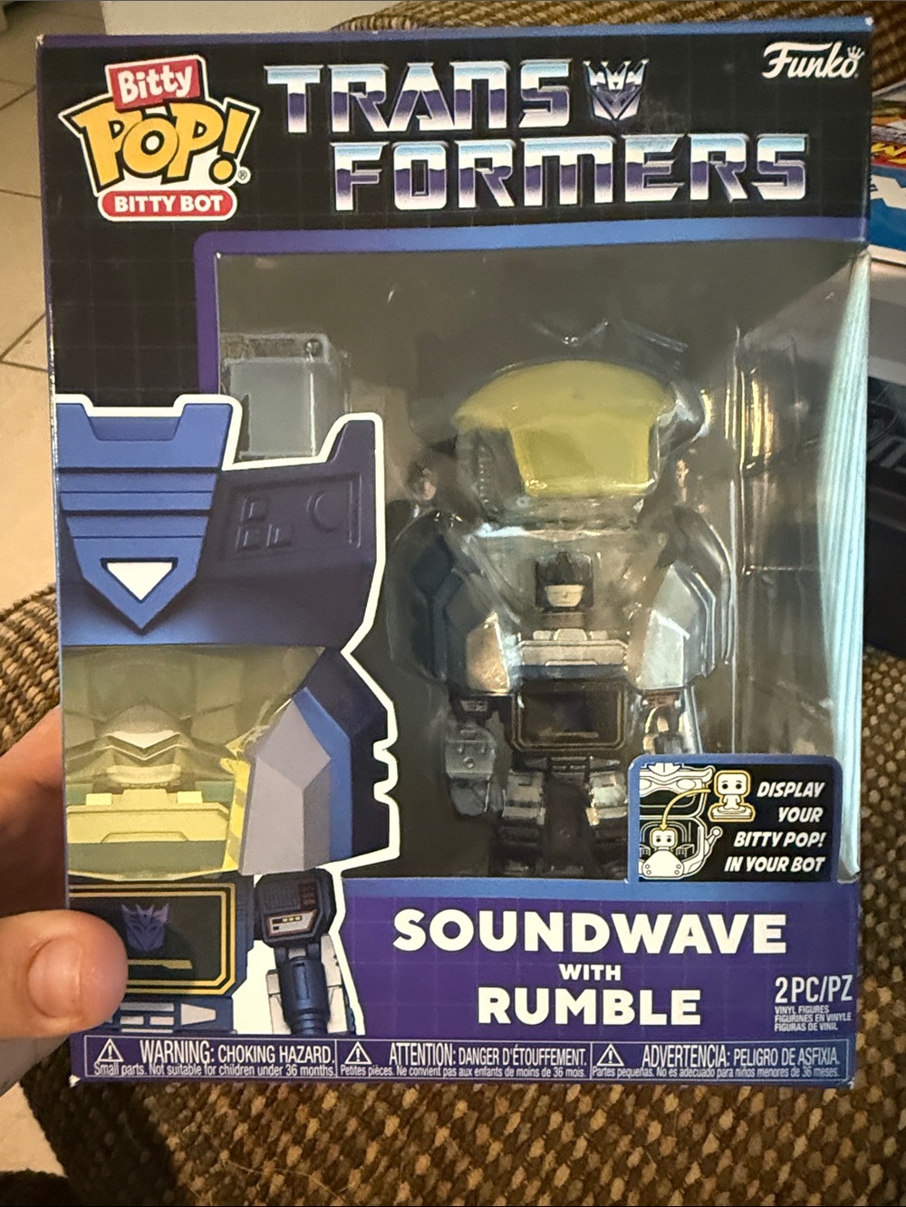 Funko Transformers Soundwave with Rumble Bitty Bot — Silver & Yellow